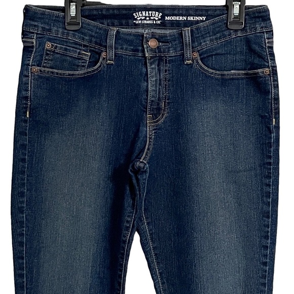 Signature by Levi Strauss & Co. Modern Skinny Dark Wash Jeans Size 12 L/C - Picture 3 of 13